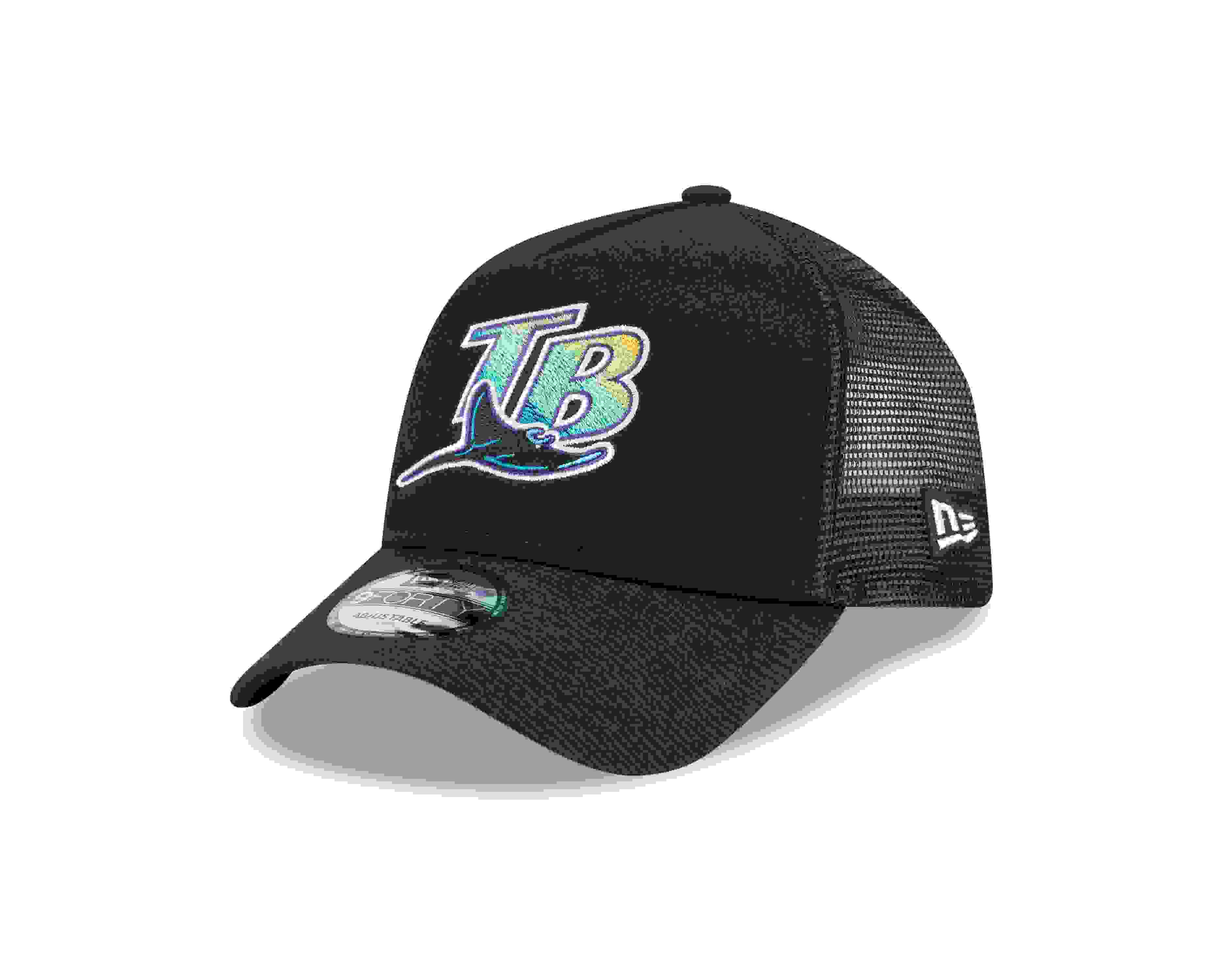 New Era Tampa Bay Rays 9FORTY A-Frame Cooperstown Trucker Black Snapback Hat
